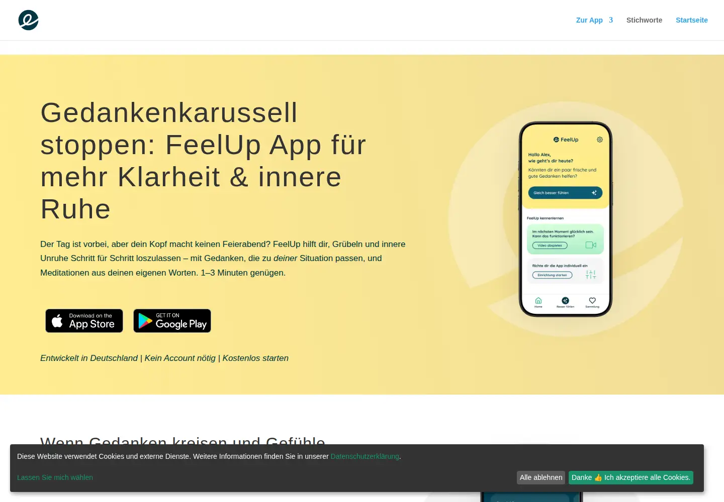 Captured homepage of feelup-app.de in the current scan