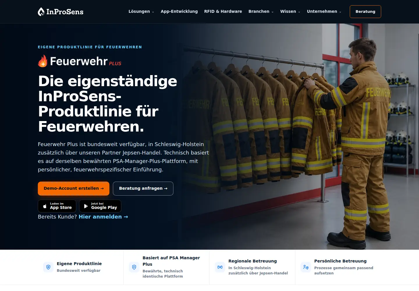 Captured homepage of feuerwehr-plus.de in the current scan