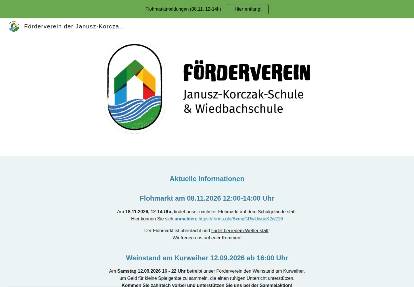 Captured homepage of foerderverein-jks-wbs.de in the current scan