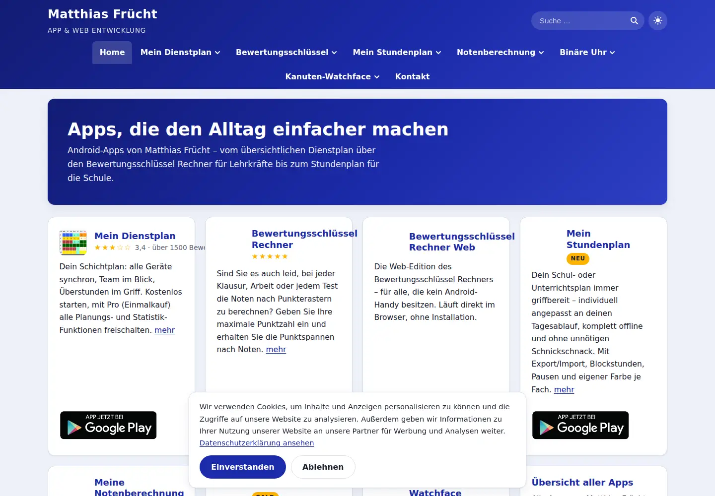 Captured homepage of fruechtapps.de in the current scan