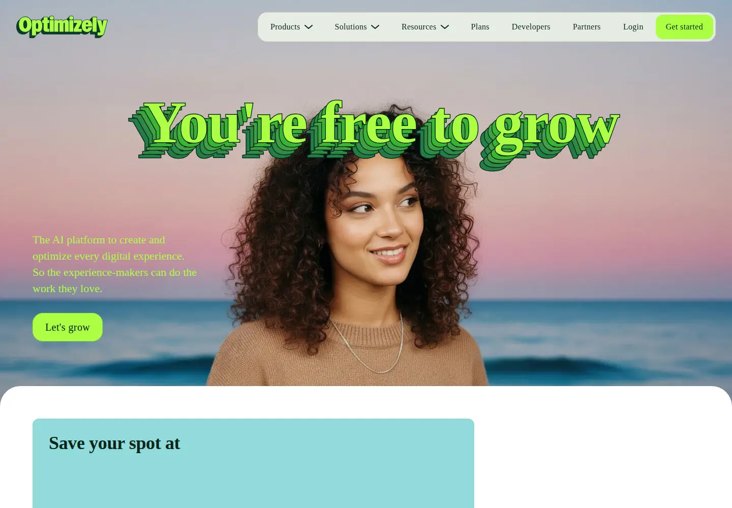 Captured homepage of optimizely.com in the current scan