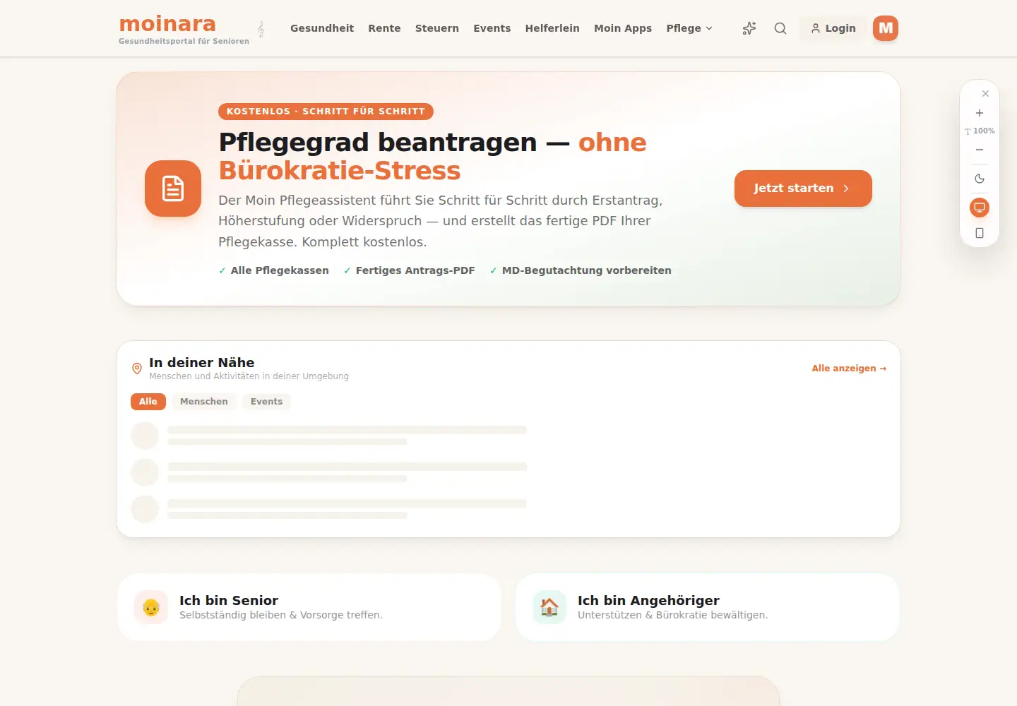 Captured homepage of moinara.de in the current scan