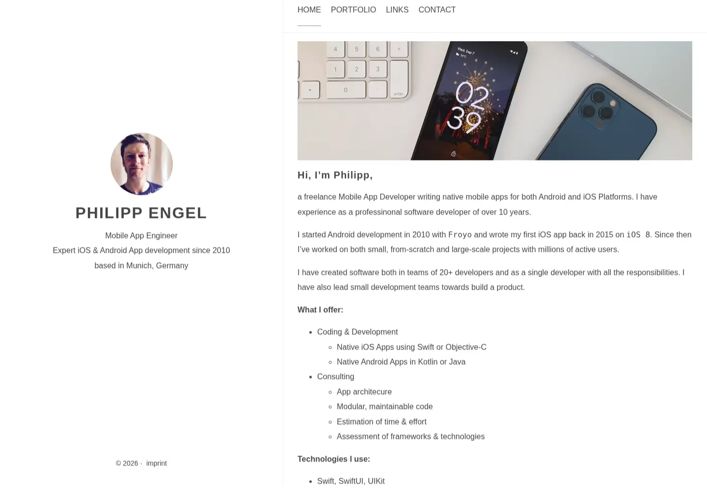 Captured homepage of philippengel.de in the current scan