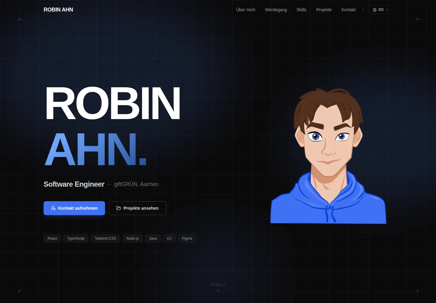 Captured homepage of robin-ahn.de in the current scan