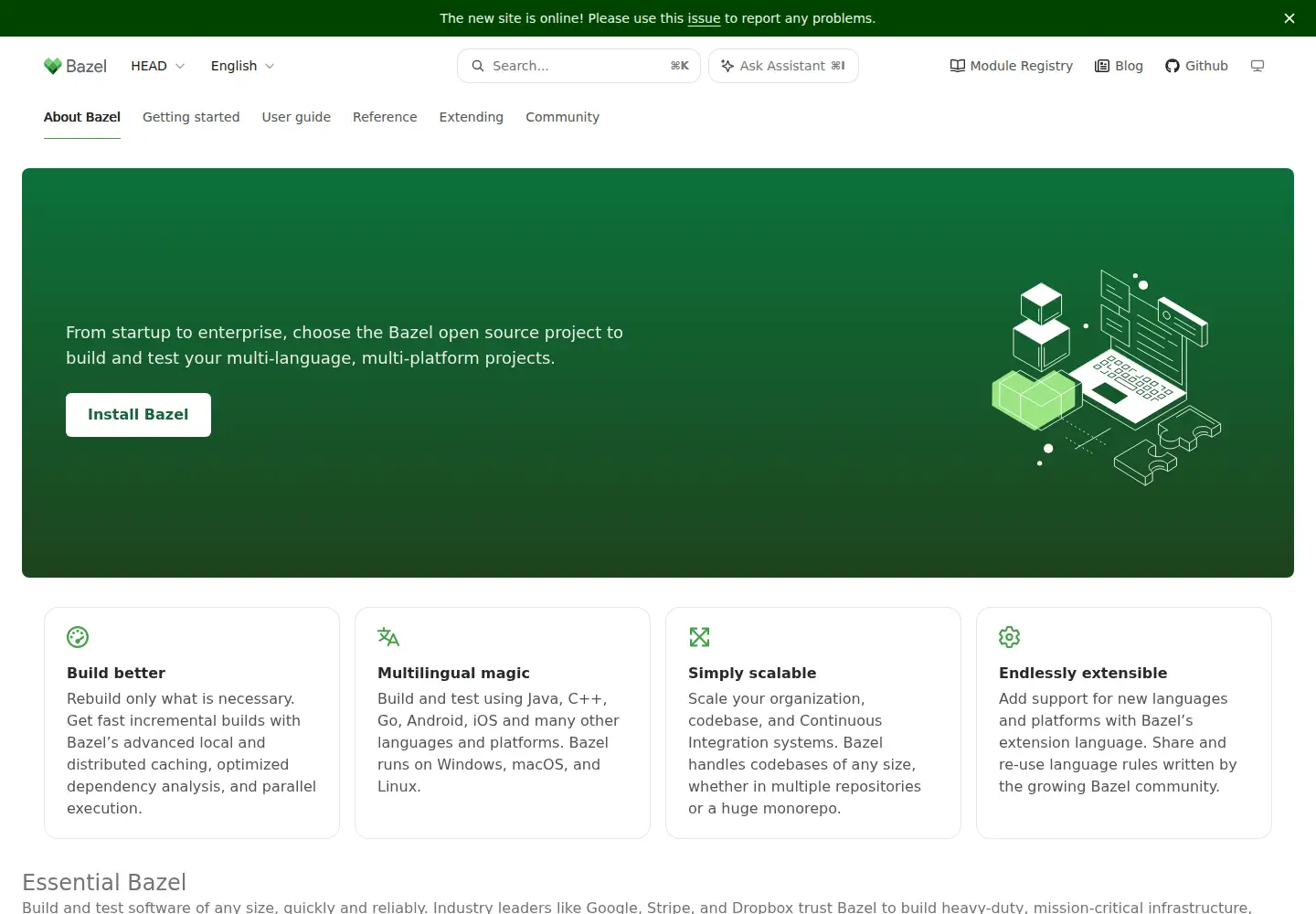 Screenshot of bazel.build