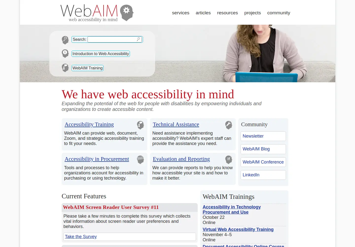 Screenshot of webaim.org