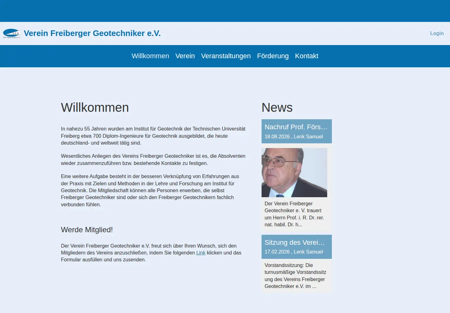 Captured homepage of vfgev.de in the current scan