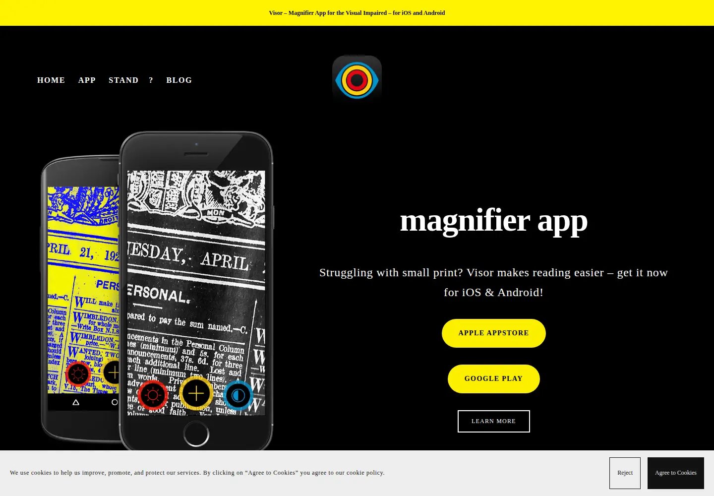 Captured homepage of visorapp.de in the current scan