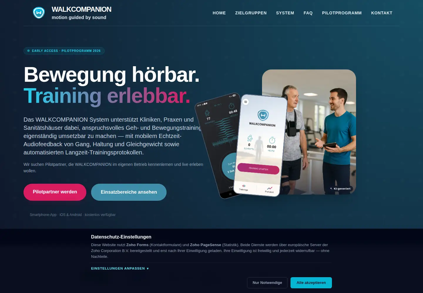 Captured homepage of walkcompanion.de in the current scan