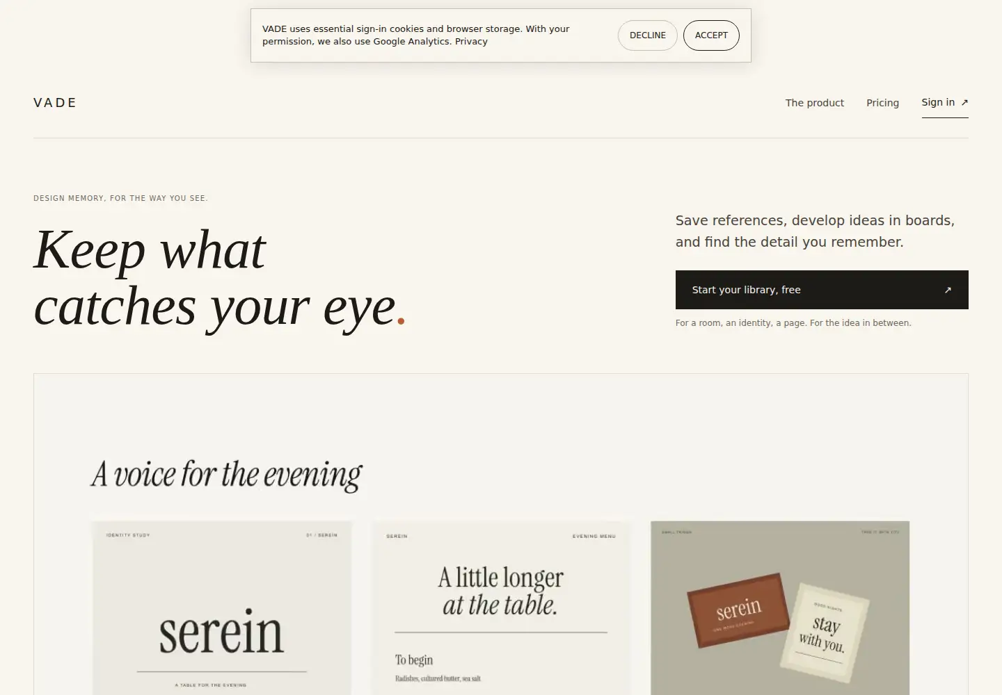 Screenshot of vade.design