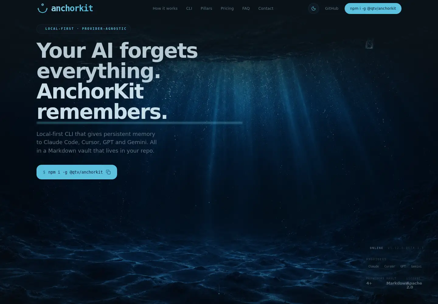 Screenshot of anchorkit.dev