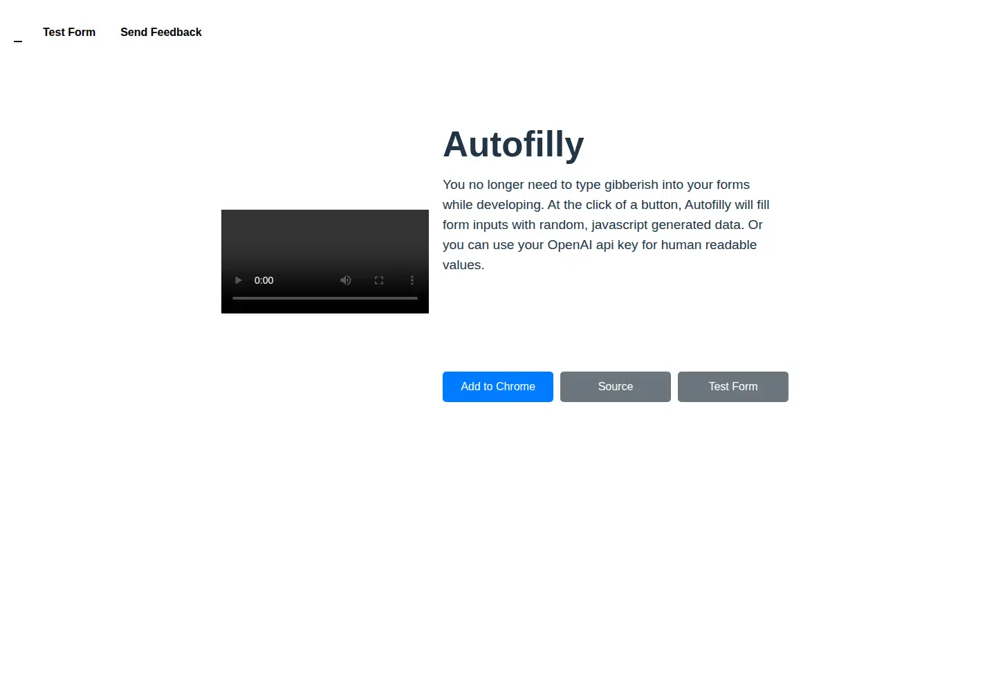 Captured homepage of autofilly.dev in the current scan