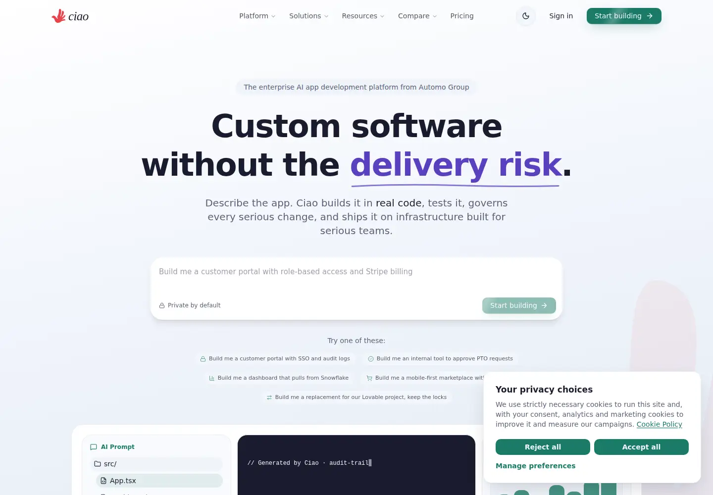 Screenshot of ciao.dev