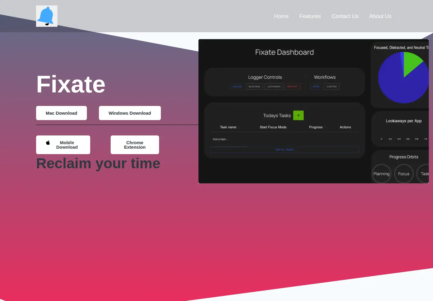 Captured homepage of fixateapp.dev in the current scan