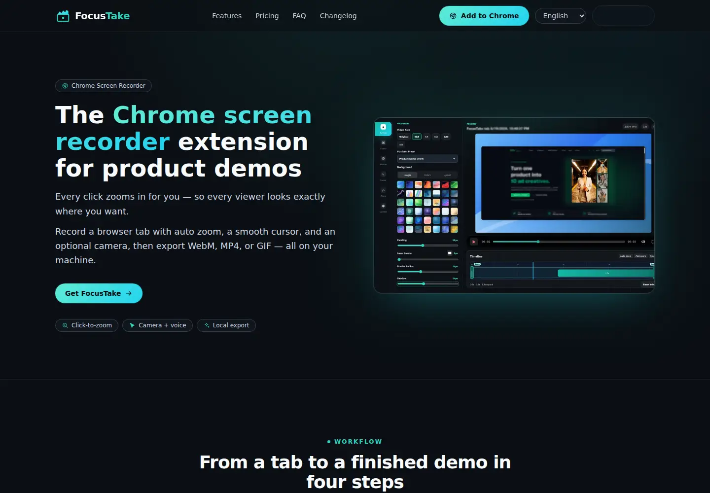 Screenshot of focustake.dev