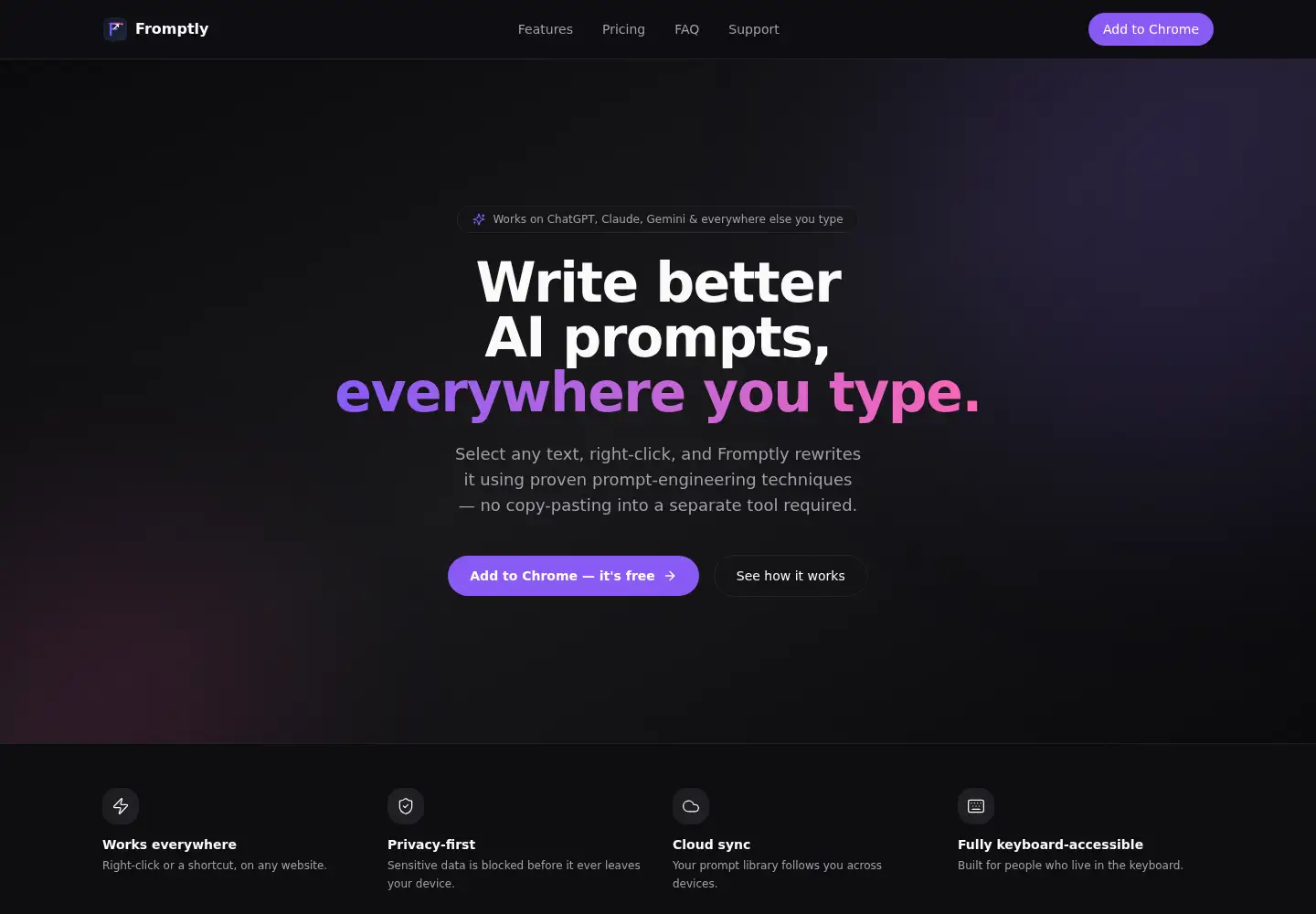 Screenshot of fromptly.dev