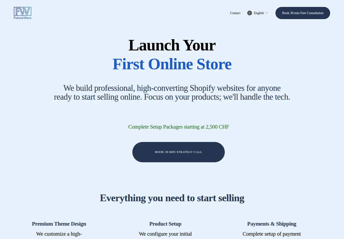 Captured homepage of futureware.dev in the current scan