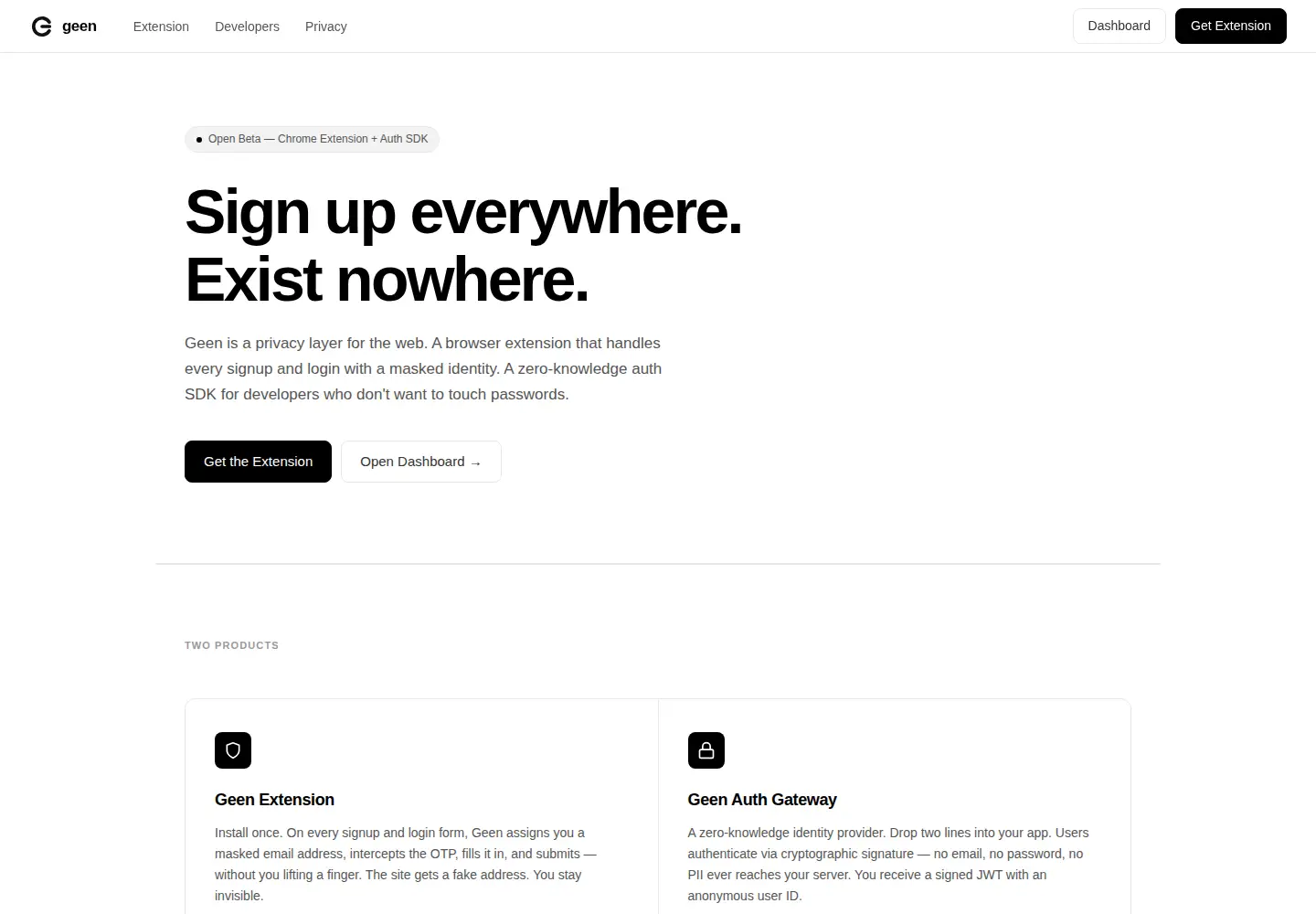 Screenshot of geen.dev