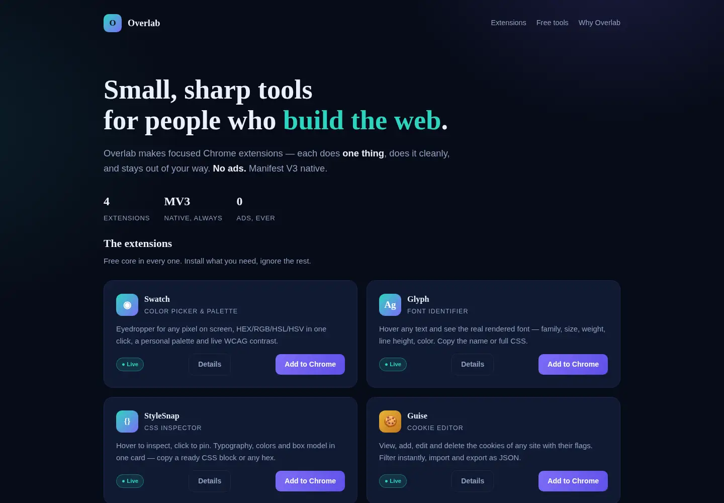 Captured homepage of getoverlab.dev in the current scan