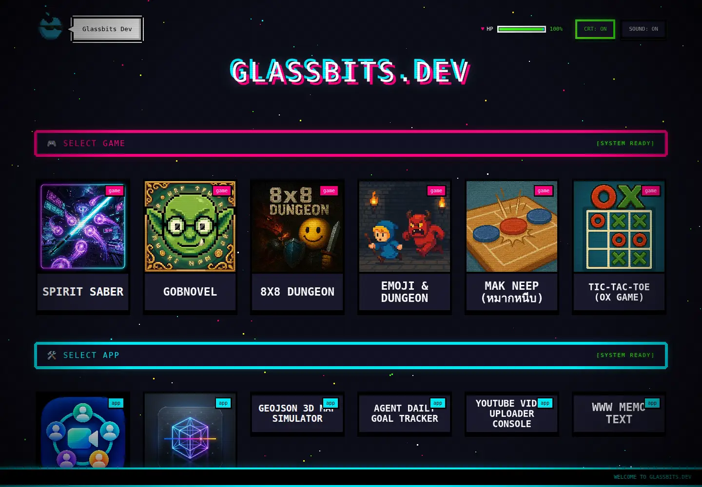 Captured homepage of glassbits.dev in the current scan