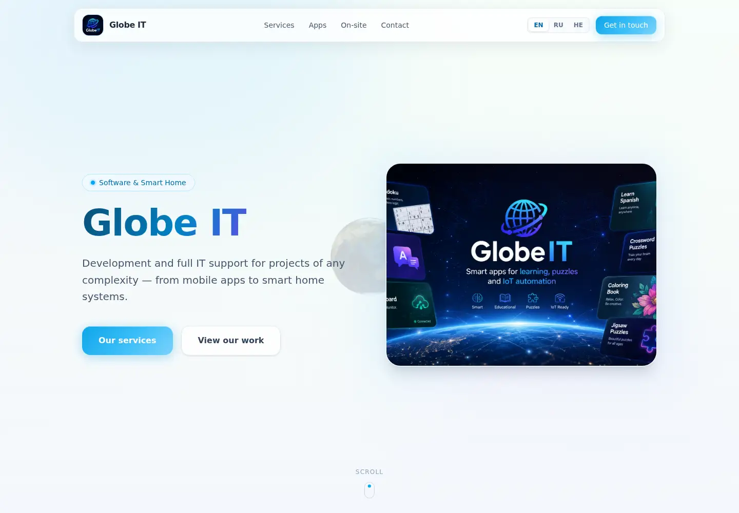 Captured homepage of globeit.dev in the current scan