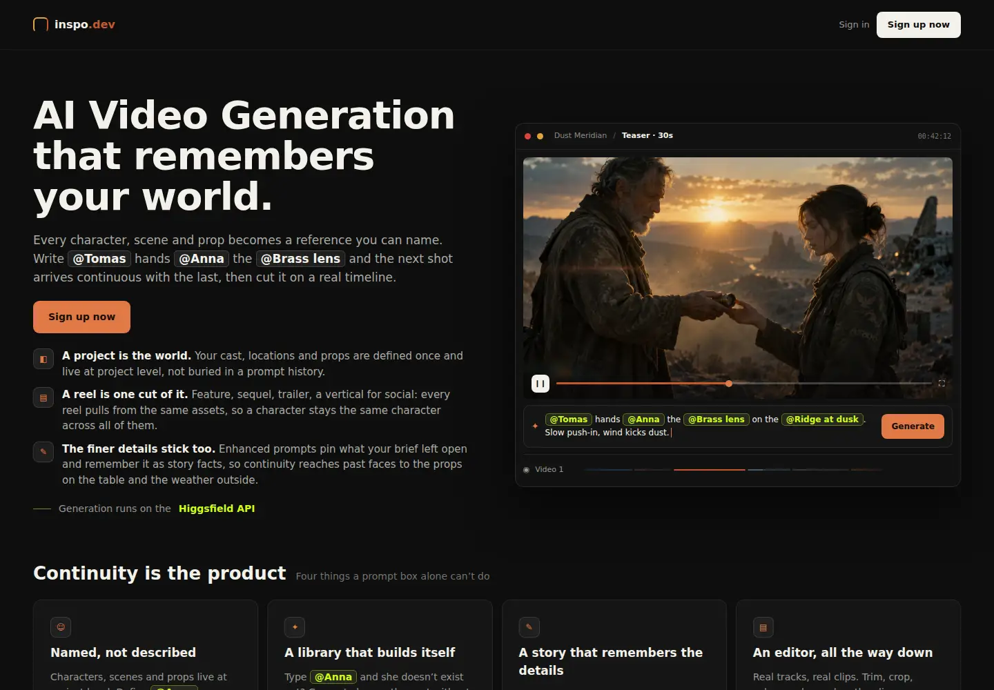 Captured homepage of inspo.dev in the current scan