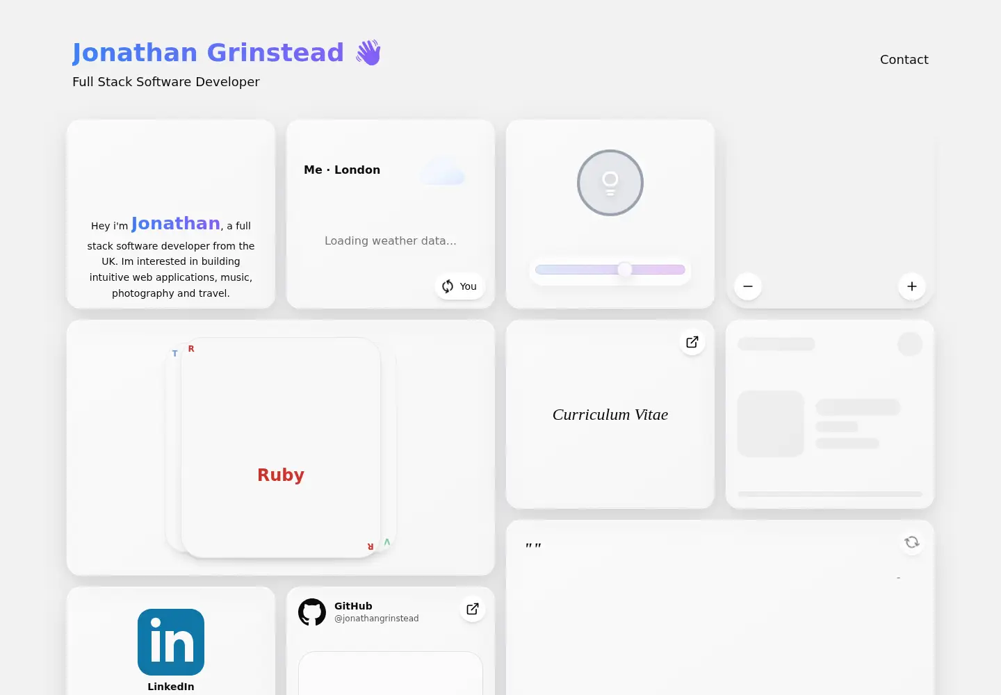 Captured homepage of jonathangrinstead.dev in the current scan