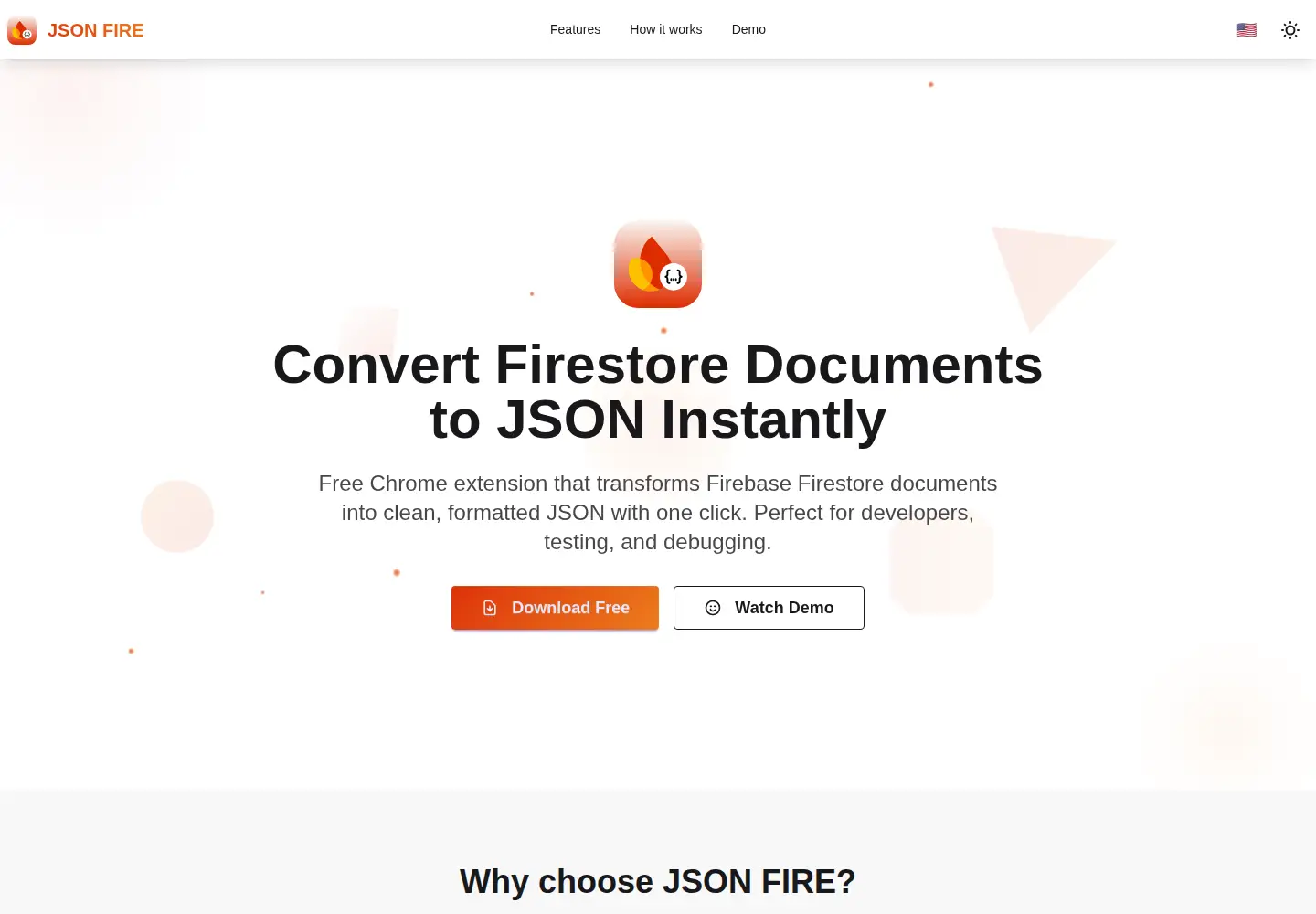 Captured homepage of jsonfire.dev in the current scan