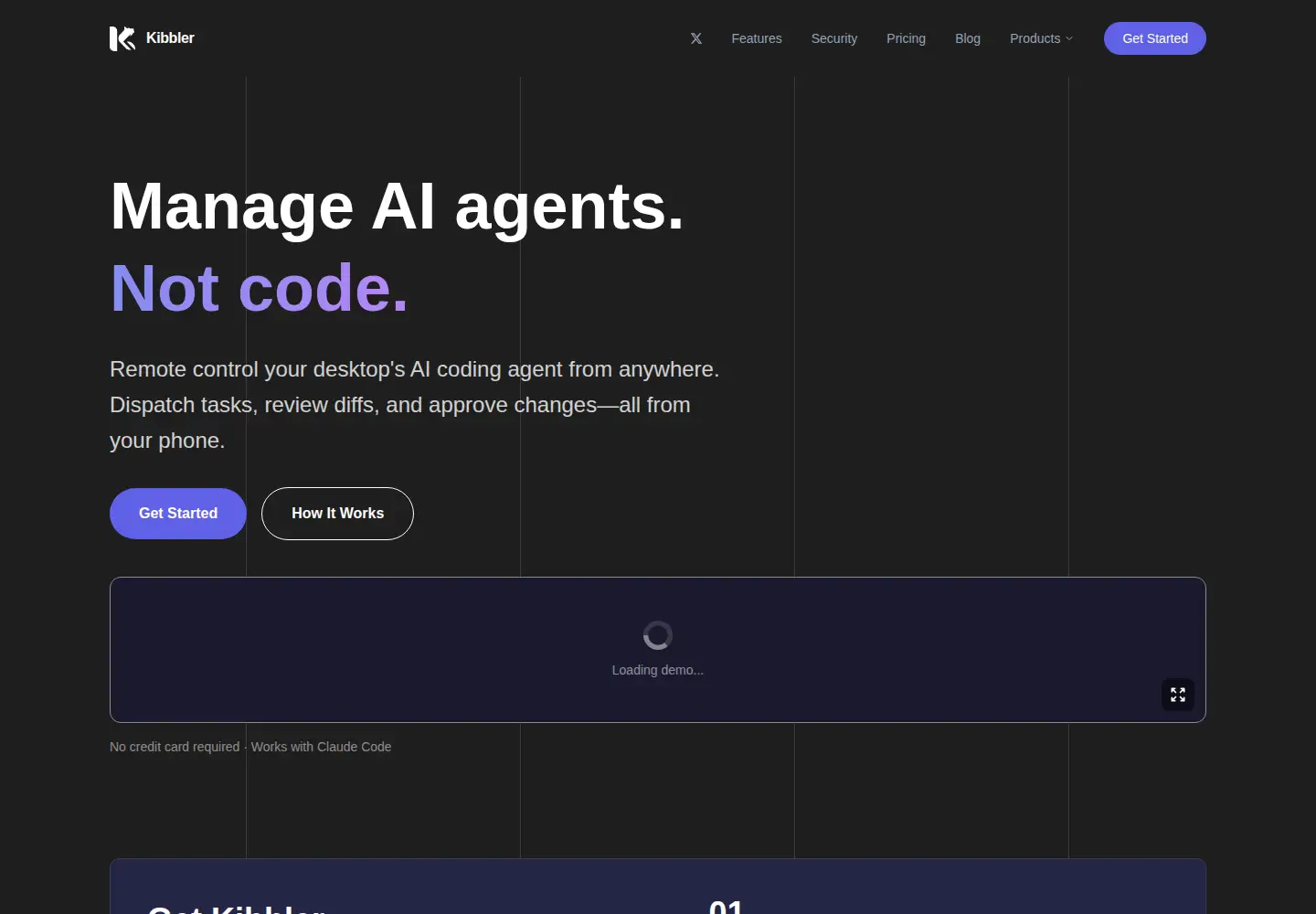 Captured homepage of kibbler.dev in the current scan