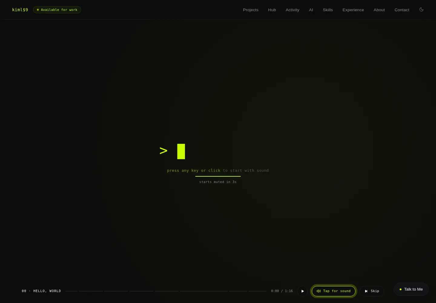 Captured homepage of kimlj.dev in the current scan
