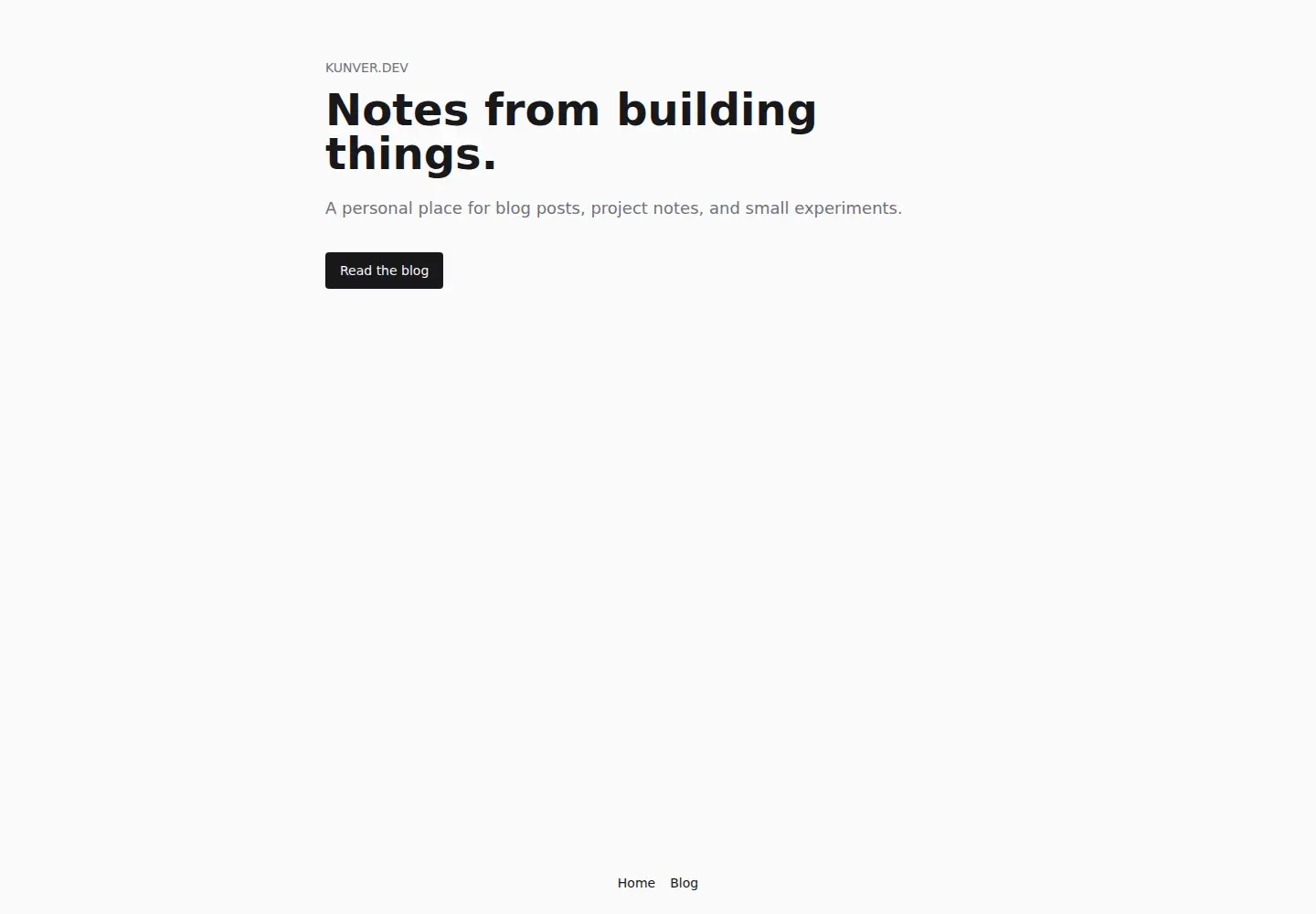 Captured homepage of kunver.dev in the current scan