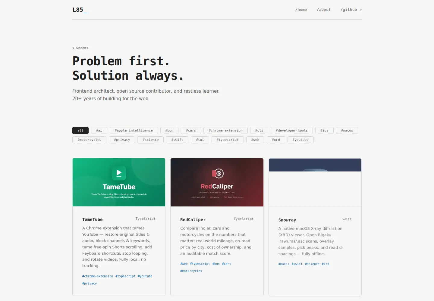 Screenshot of l85.dev