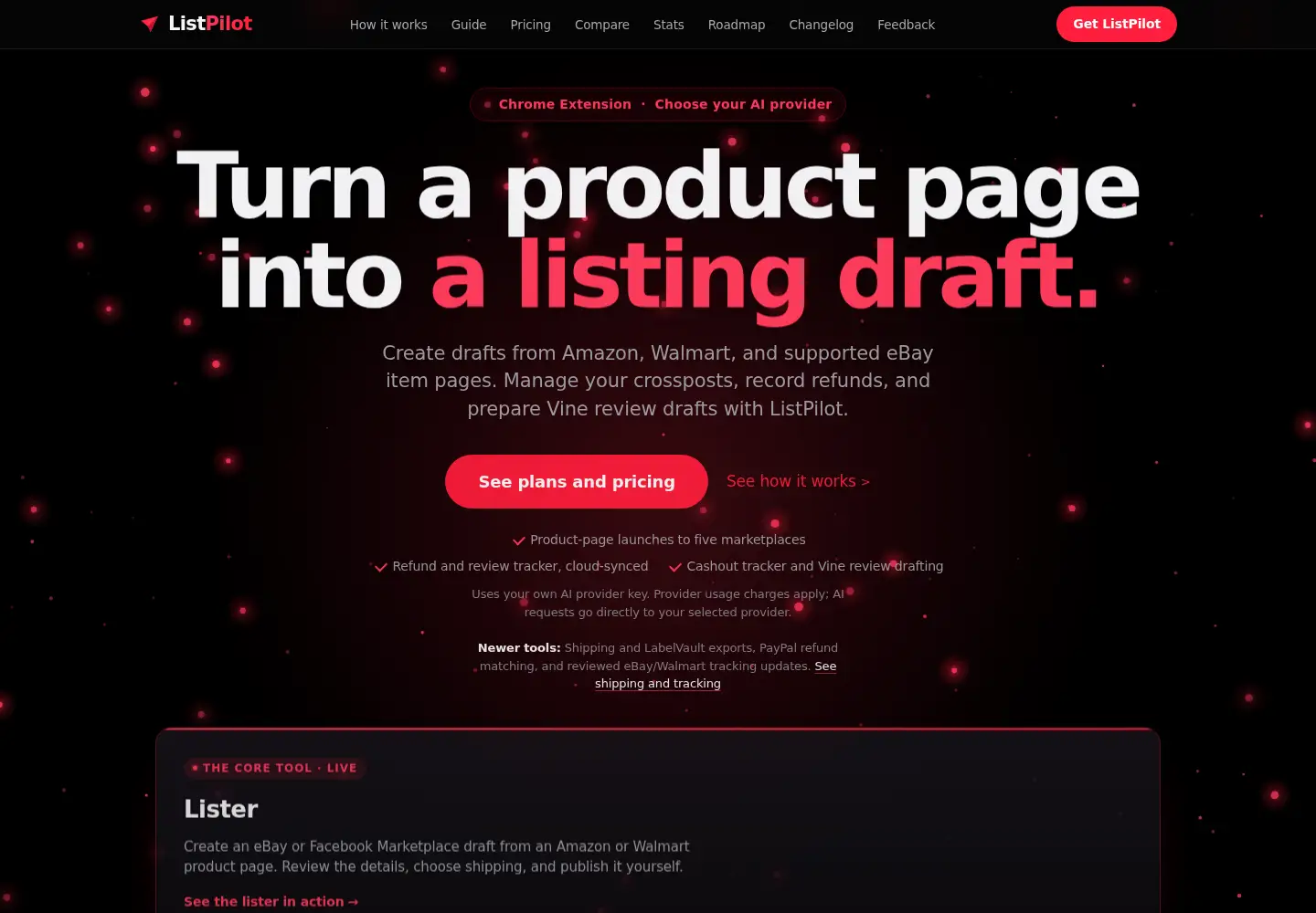 Screenshot of listpilot.dev