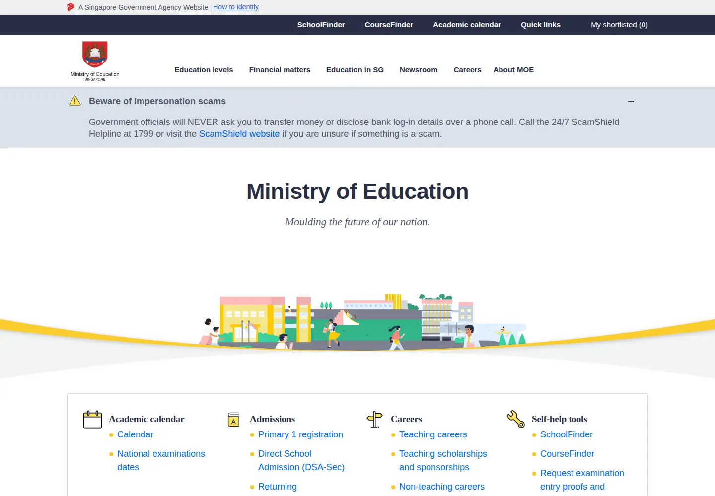 Screenshot of moe.gov.sg
