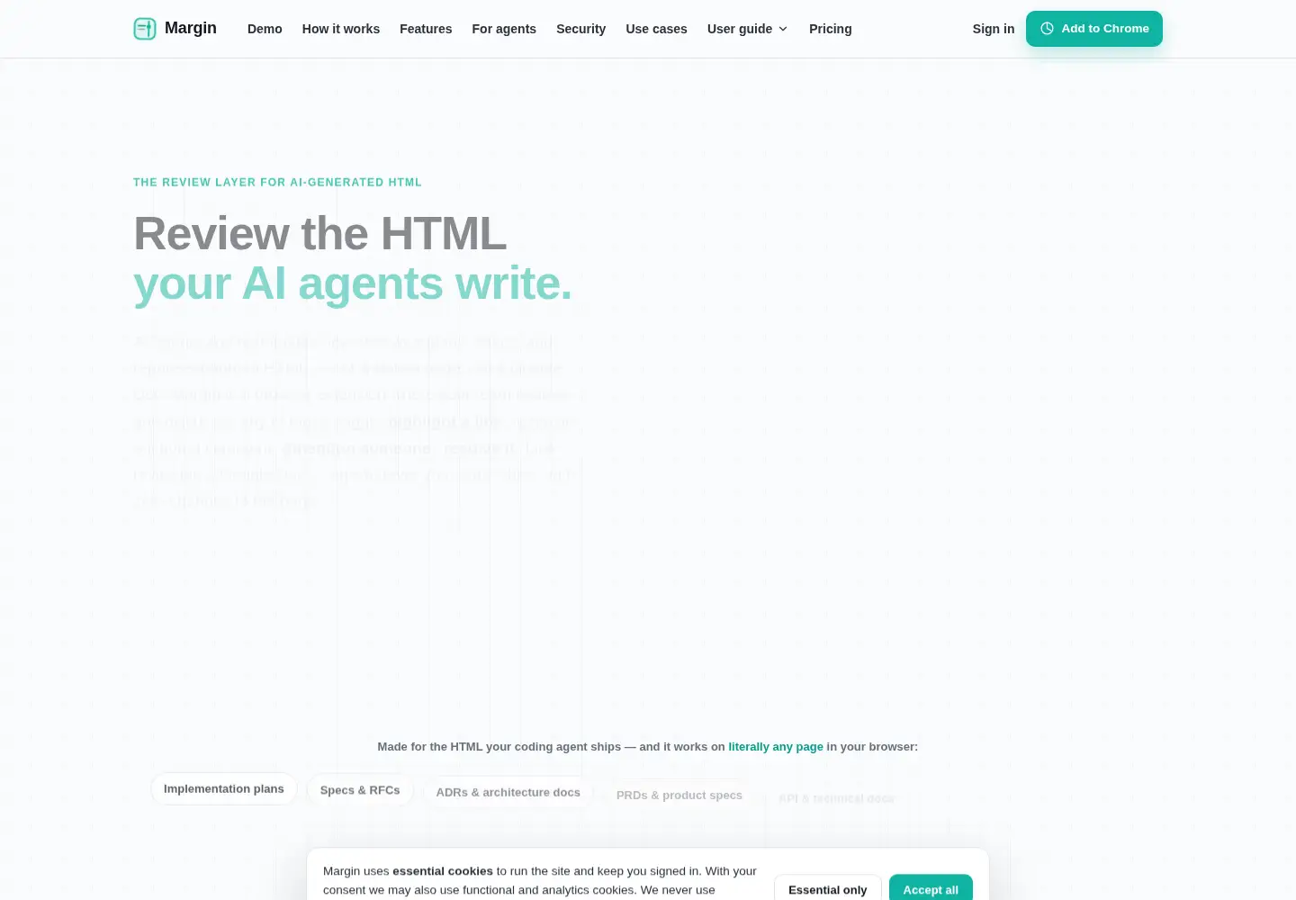Captured homepage of margindoc.dev in the current scan