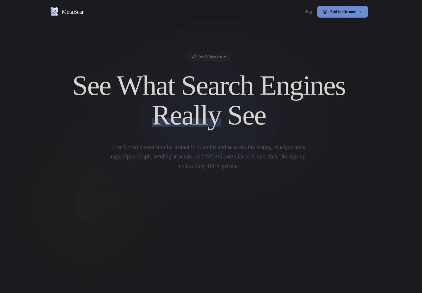 Captured homepage of metabear.dev in the current scan