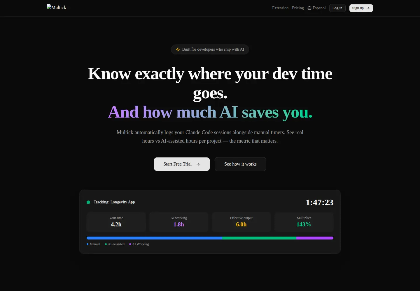 Screenshot of multick.dev