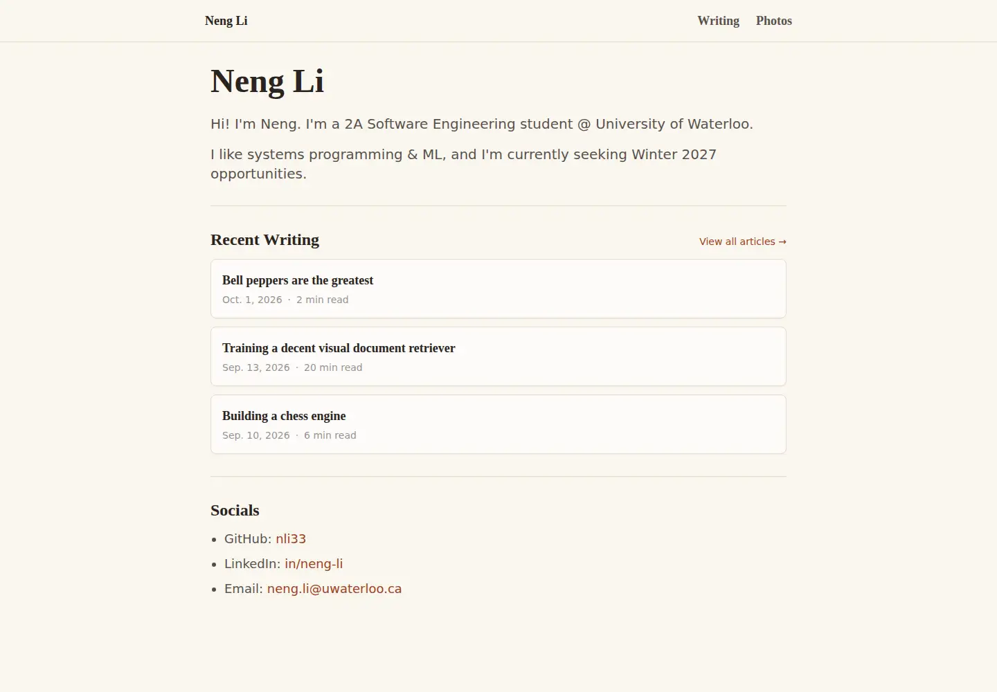 Screenshot of nengli.dev