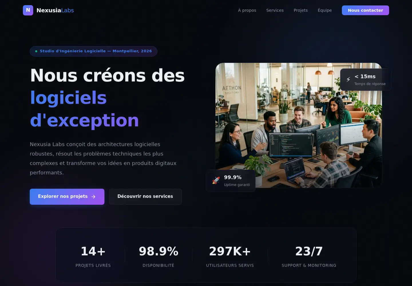 Captured homepage of nexusia.dev in the current scan