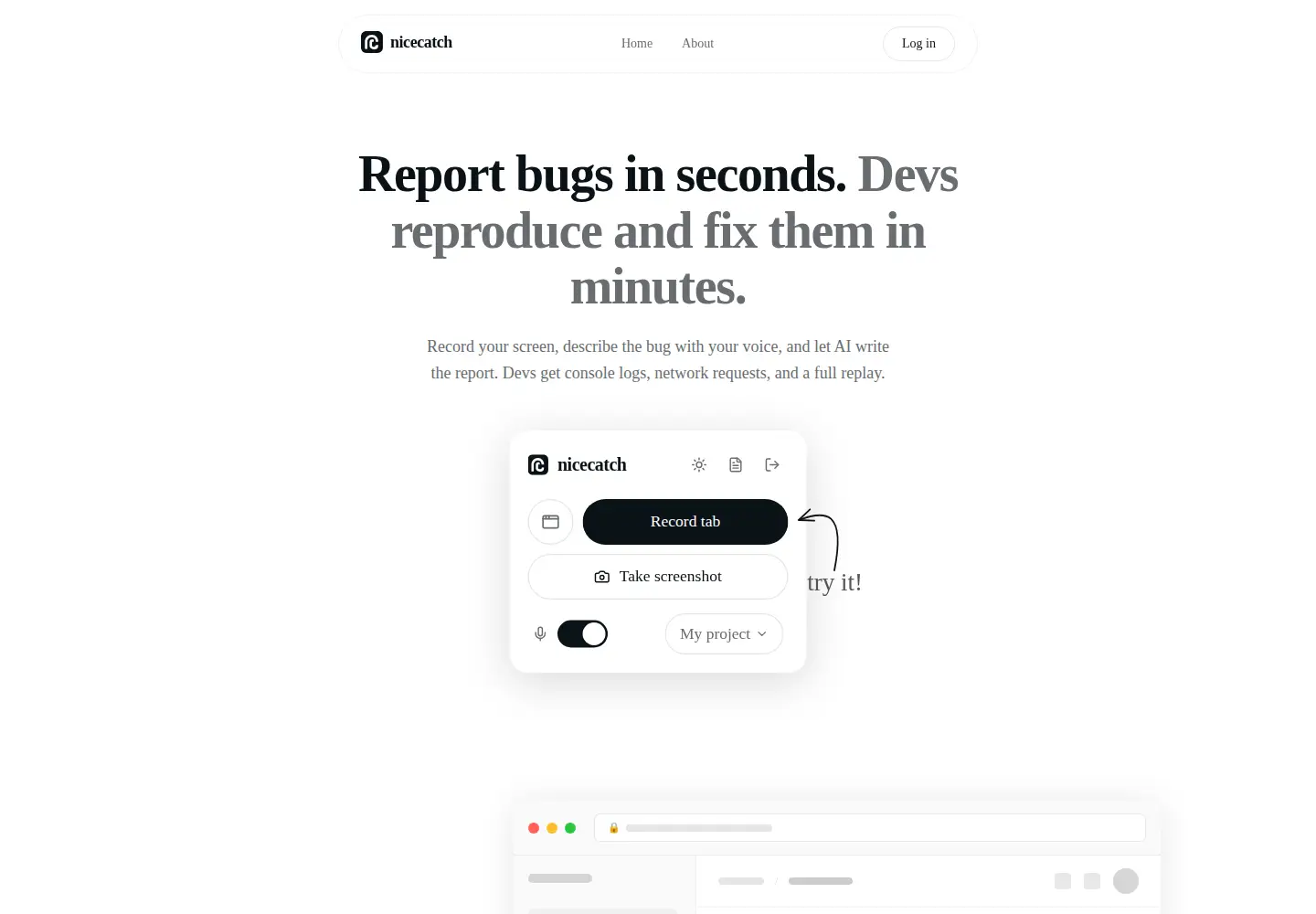 Screenshot of nicecatch.dev