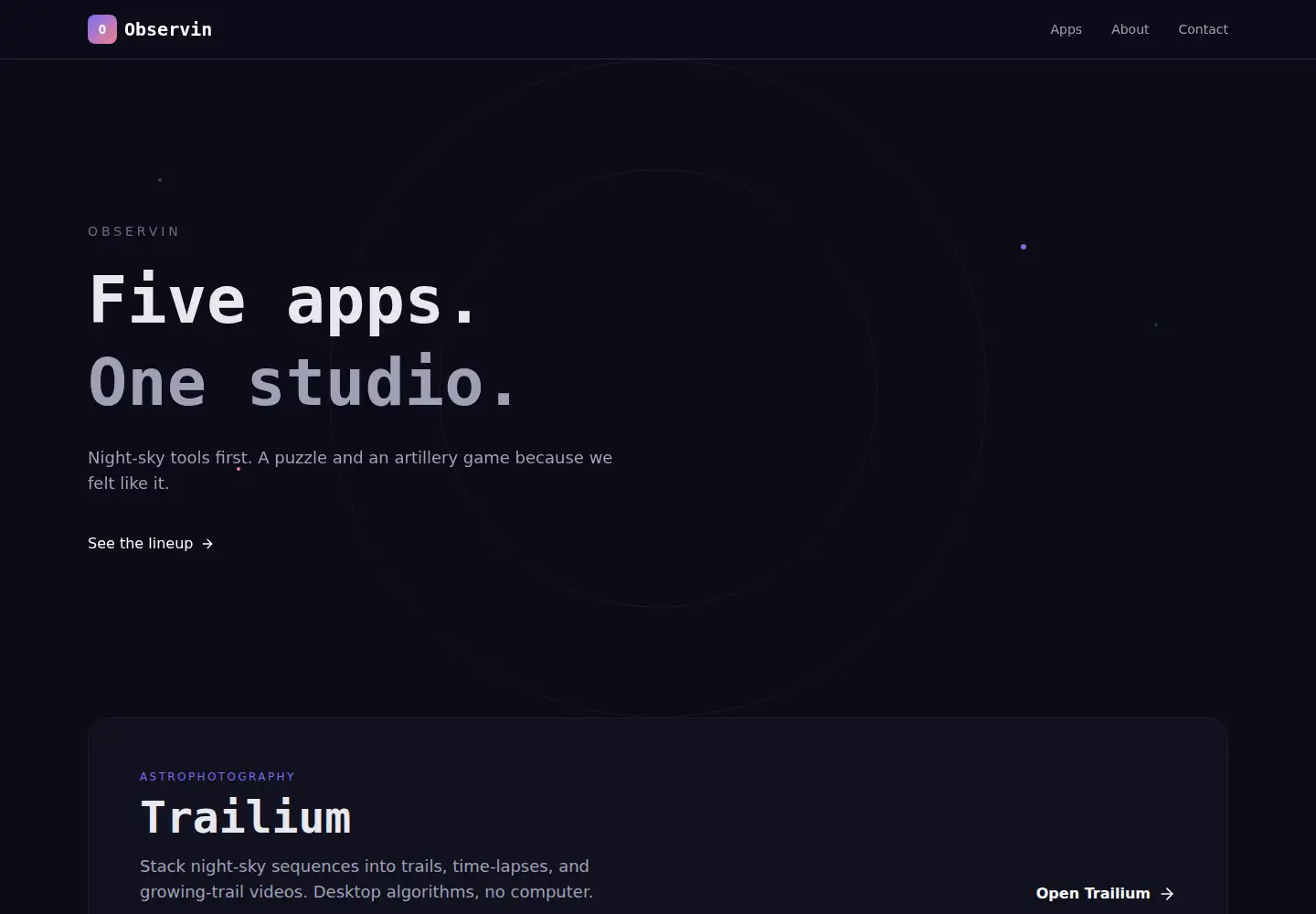 Captured homepage of observin.dev in the current scan