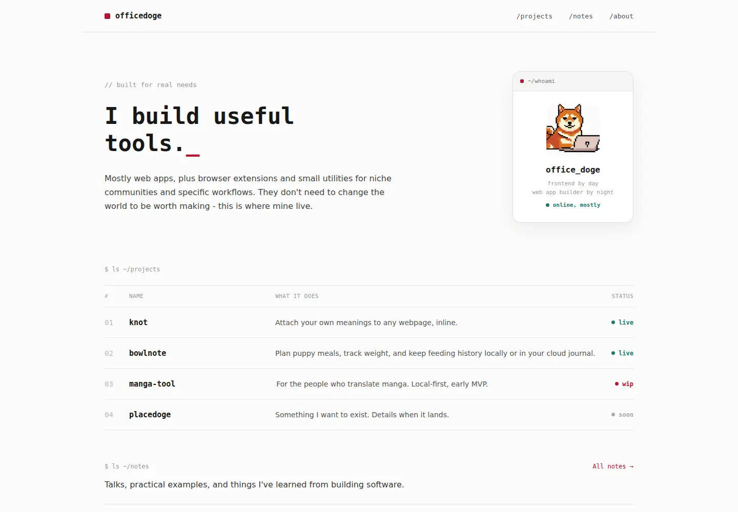 Screenshot of officedoge.dev