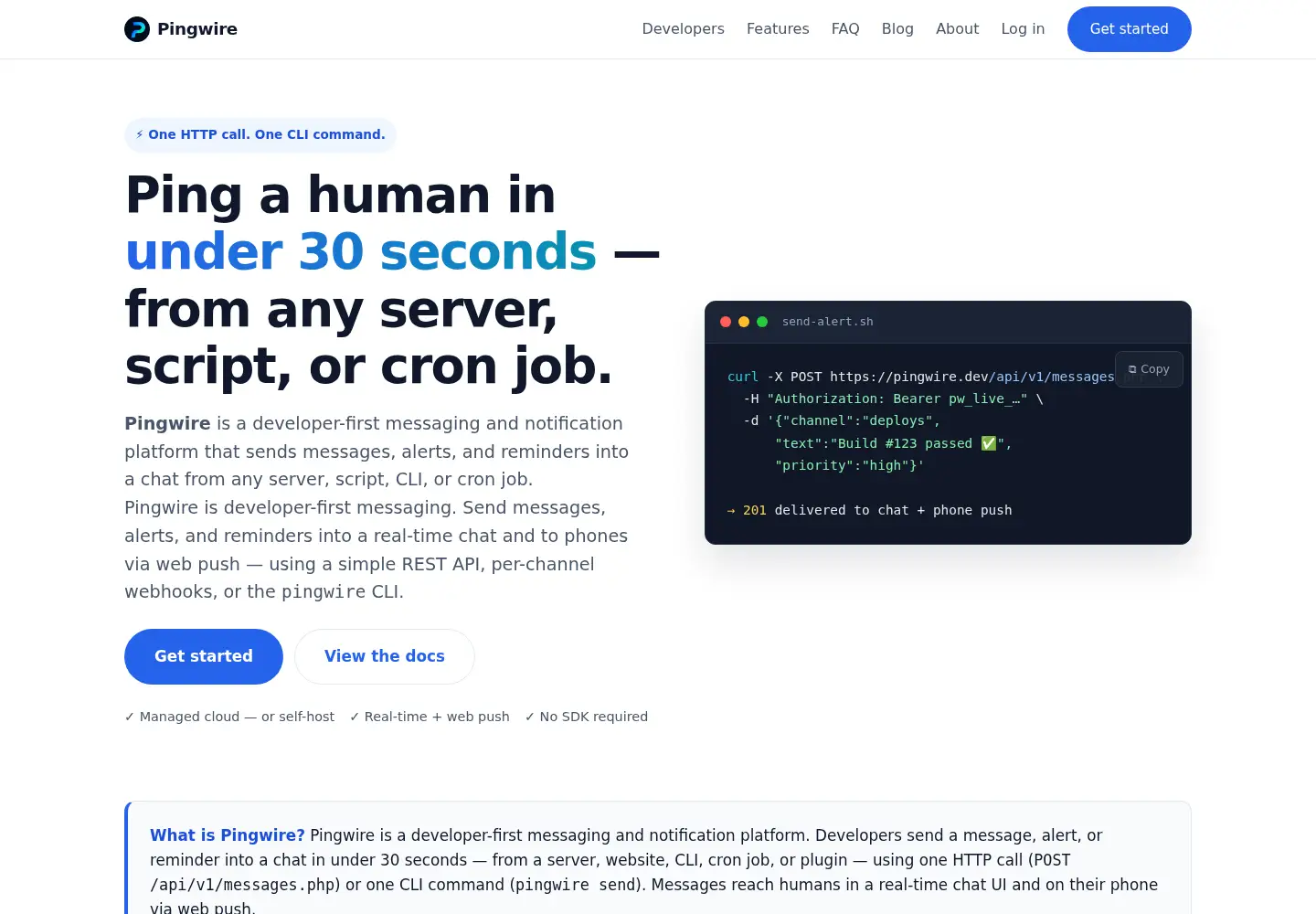 Screenshot of pingwire.dev