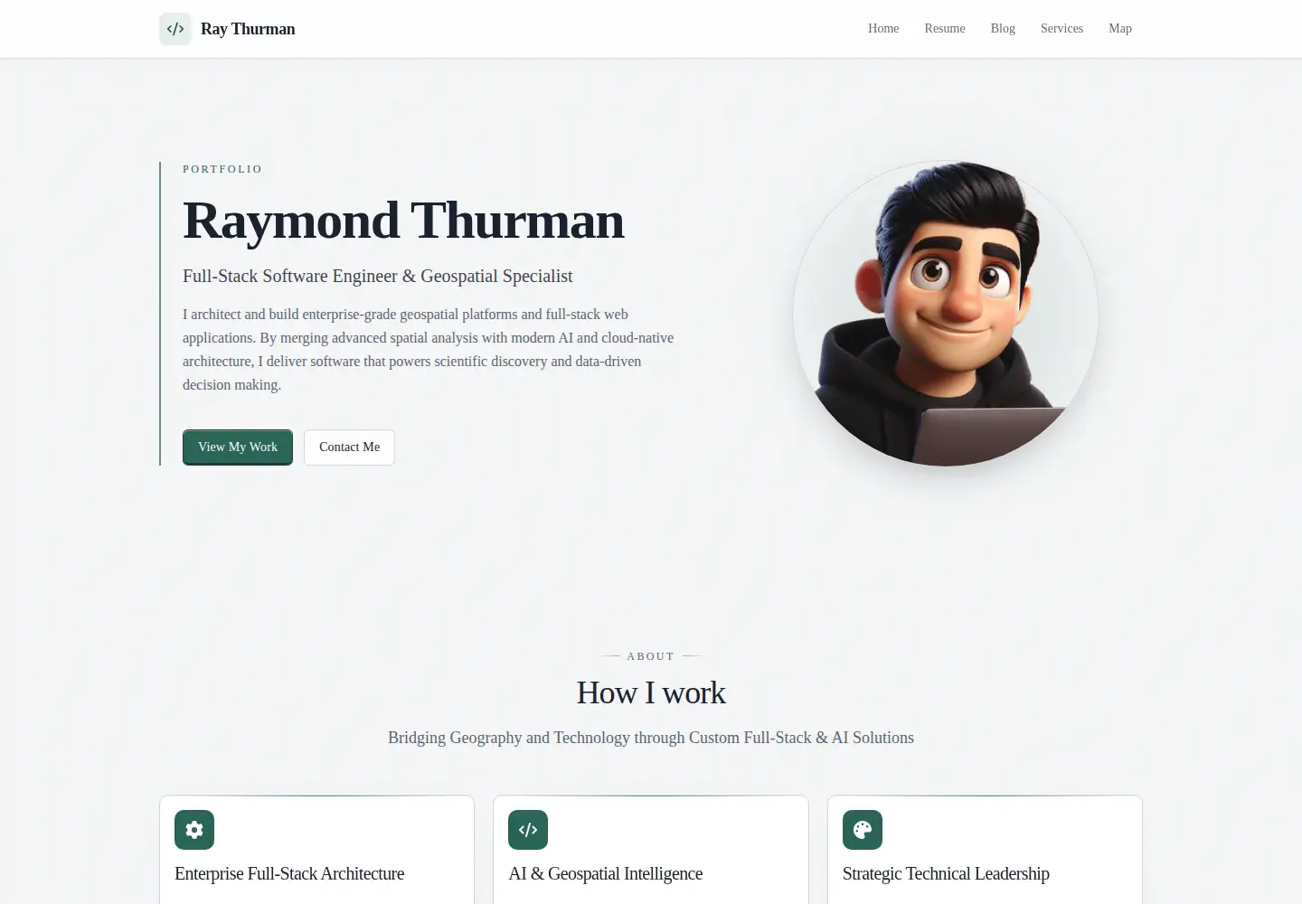Captured homepage of raythurman.dev in the current scan