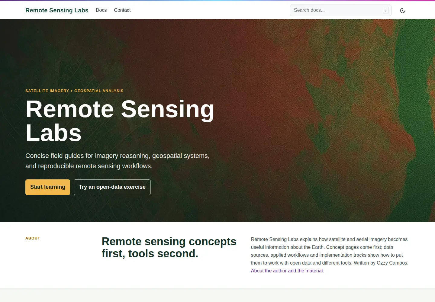 Captured homepage of remotesensing.dev in the current scan