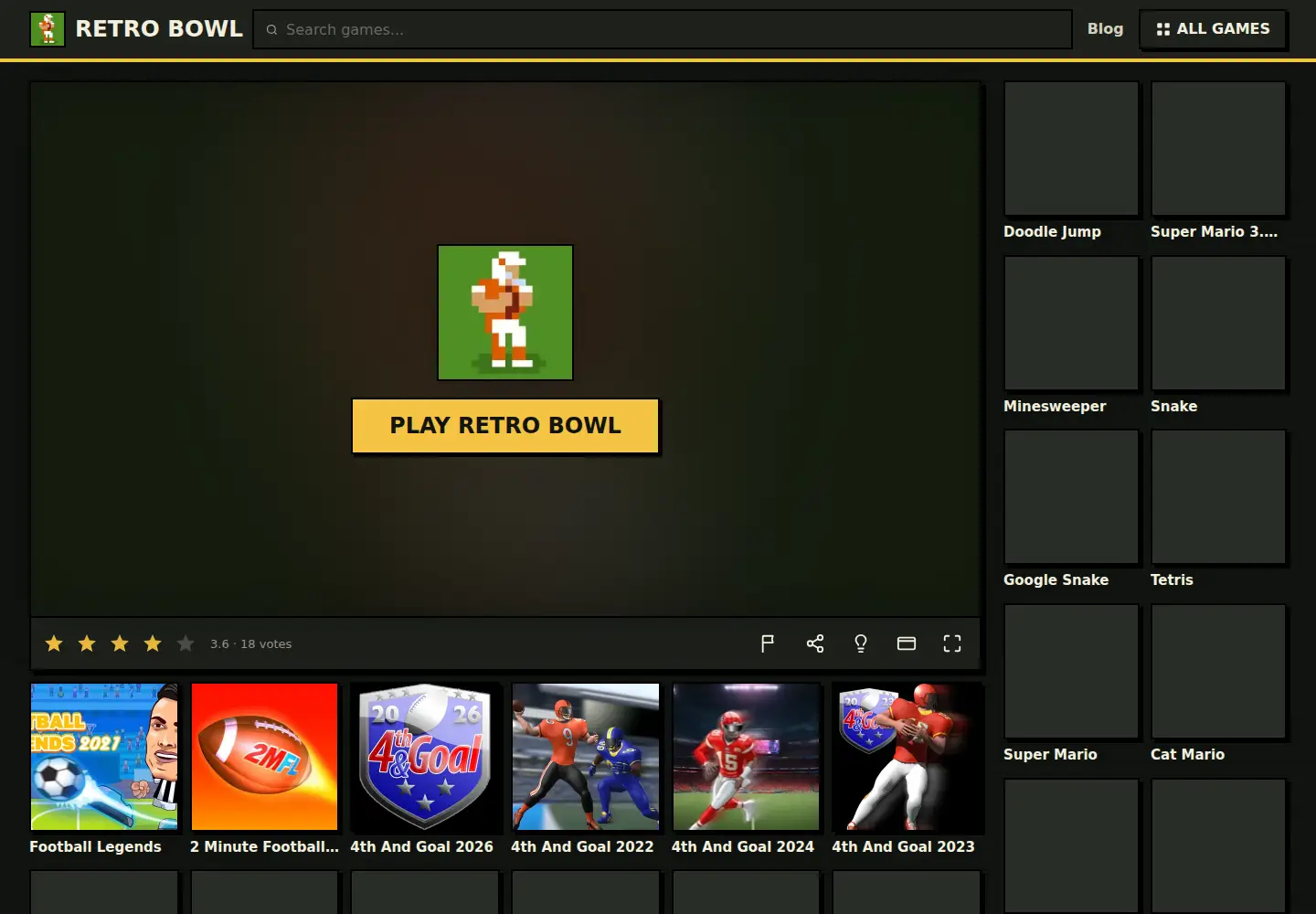 Screenshot of retrobowl.dev