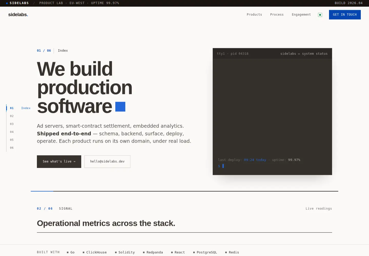 Captured homepage of sidelabs.dev in the current scan