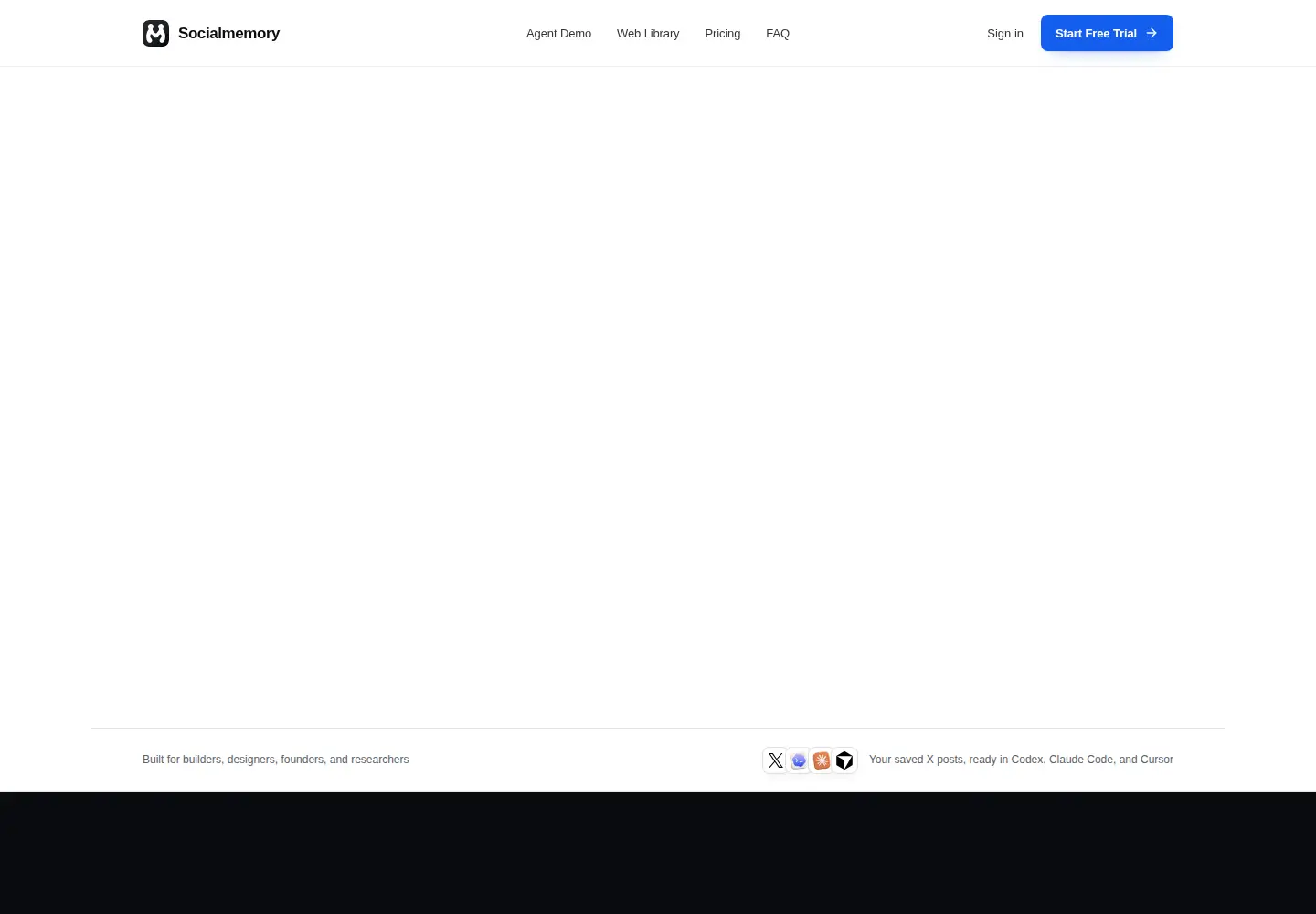 Captured homepage of socialmemory.dev in the current scan