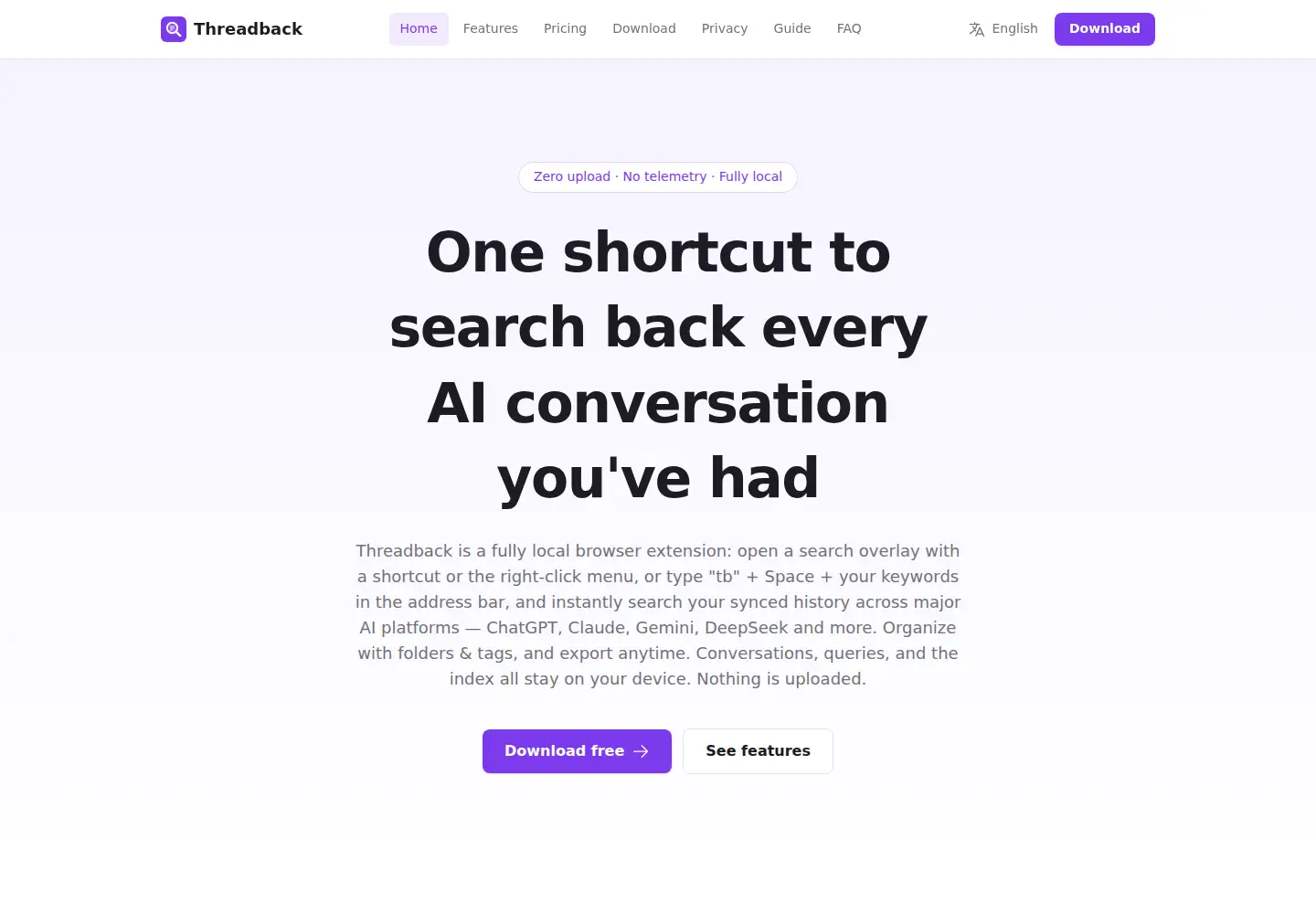 Screenshot of threadback.dev