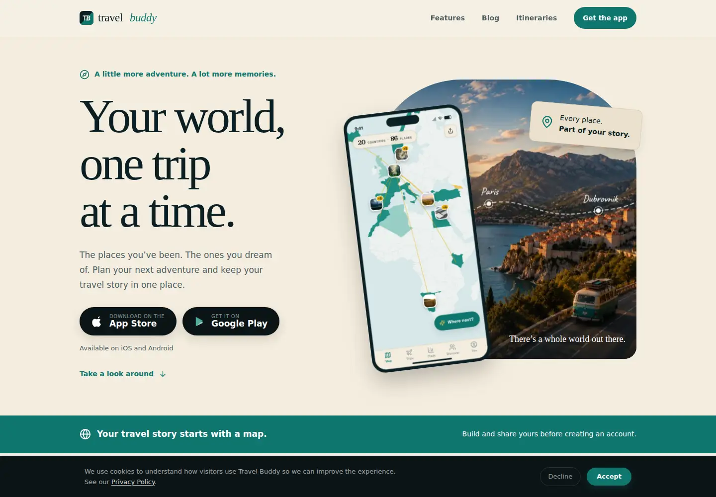 Captured homepage of travel-buddy.dev in the current scan
